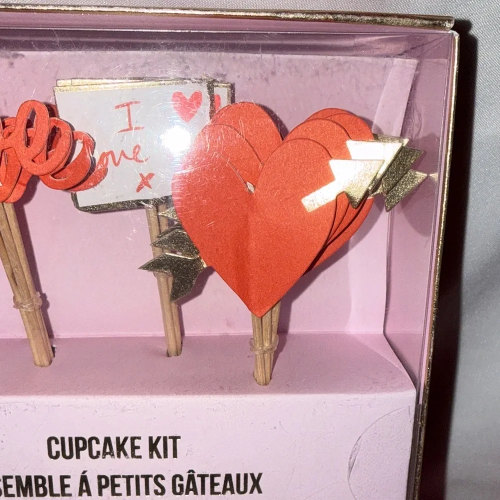 Meri Meri Love Cupcake Kit with Red and Pink Heart Toppers Valentine’s Day